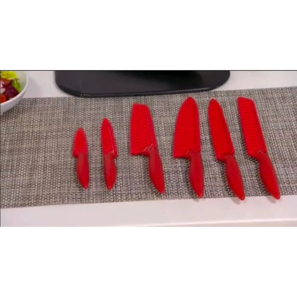 NEW Chefologist 6 PC Diamond Air non-stick cutlery set with shealths